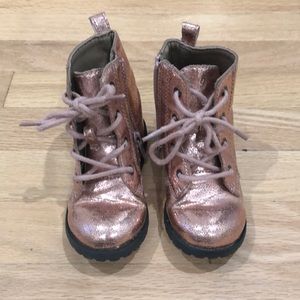 Pink sparkle toddler combat boots